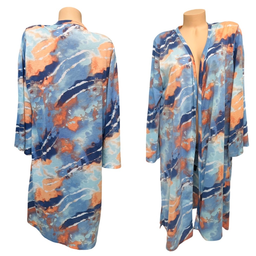New York Laundry Tie-Dye Open-Front Duster Cardigan - Picture 12 of 12